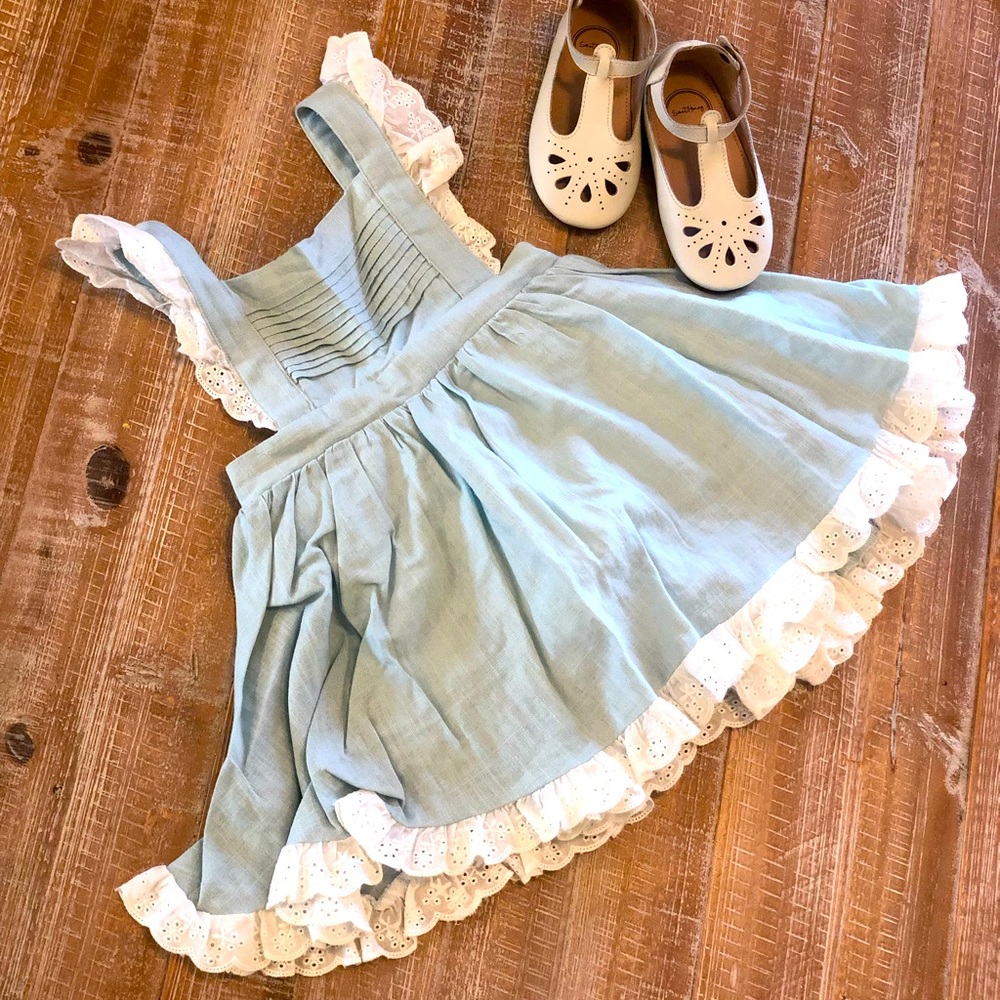 SweetHoney Light Blue Pinafore Dress 2t (shoes not included)